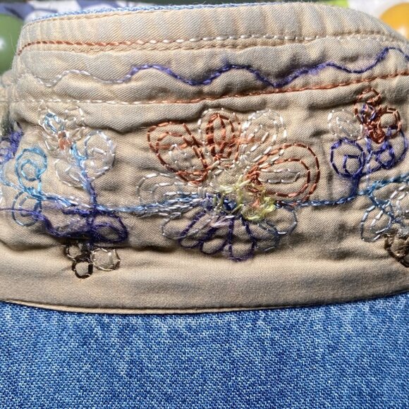 Jane Ashley Womens Embroidered Denim Jacket M Cotton Blue Floral Cottagecore Fai - Picture 7 of 7